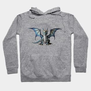 Realistic Artwork of a Cute Blue Baby Dragon with Starry Wings Hoodie